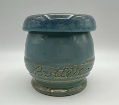 Studio Art Pottery Blue Glazed Butter Bell 4” Juniper Hill Ceramics Ed Bowen - Image 1 of 4