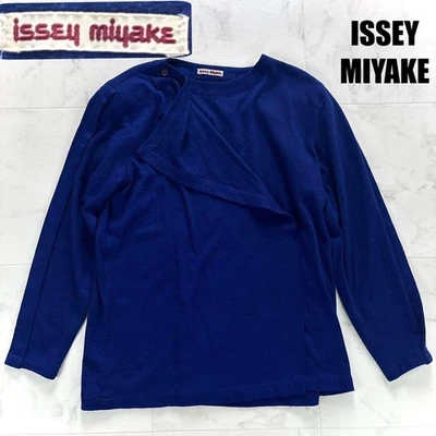 ETIQUETA ORIGINAL USADA RARA AÑOS 70 ISSEY MIYAKE LANA CORTE Y COSTURA, AZUL, TALLA 9 BUENA Foto 1 de 4