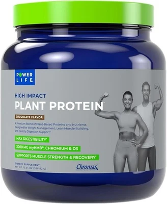 Proteína vegetal em pó PowerLife alto impacto – Chocolate (fórmula de 3000 mg) - Imagem 1 de 4