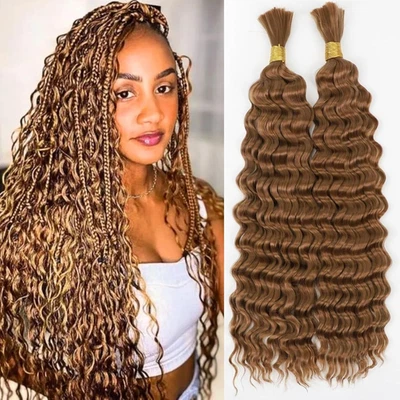 Deep30# Braiding Hair for Black Women Deep Wave Bulk Hair for Braiding 20Inch 20 - Image 1 of 4
