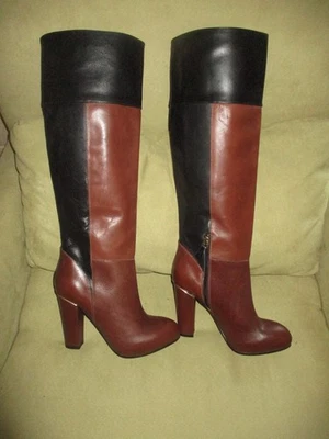 Femme Latitude Tall Boots Heels Platform Leather Italy Pull On sz 36 US 6 NEW - Image 1 of 4