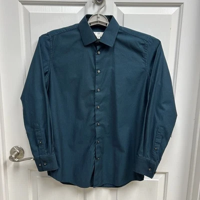 CXL Christian Lacroix Mens M 15-1/2 Teal Shirt Button Up Long Sleeve Geometric - Image 1 of 4