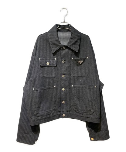 Giacca di jeans PRADA Logo placcato nero taglia: XL