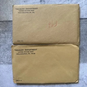 1963 And 1964 PROOF SET ORIGINAL ENVELOPES Sealed - Picture 1 of 2