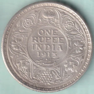 INDIA BRITÁNICA 1913 REY GEORGE V UNA RUPIA MONEDA DE PLATA RARA - Imagen 1 de 2