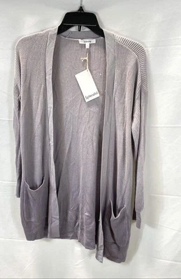 Splendid Women Gray Ribbed Cardigan Size XS - Image 1 of 4