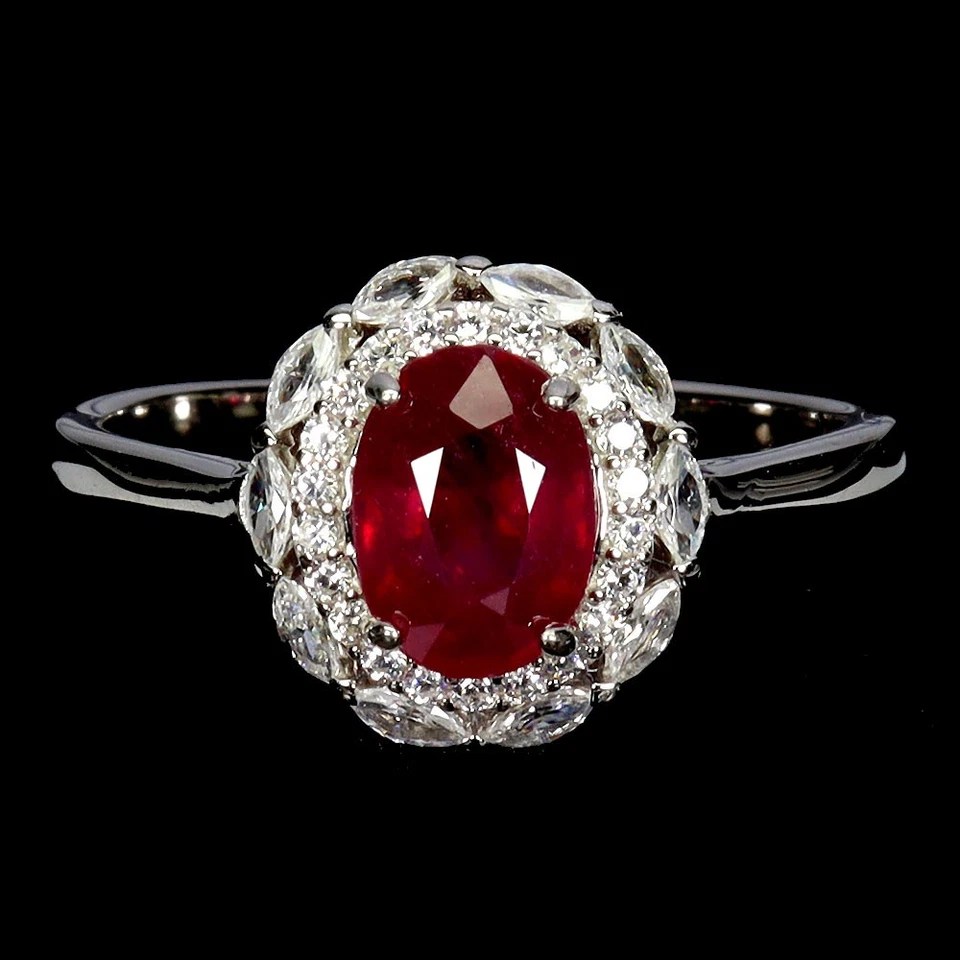 Anillo de plata de ley 925 rubí ovalado 8x6 mm piedras preciosas naturales joyería tamaño 7 Foto 1 de 4