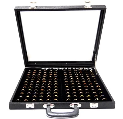 X-Large 144 Ring Black Glass Top with Handle Portable Sales Display Storage Case - Image 1 of 3
