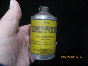 Antique Hunting Fishing Trapping FITZ DRI-FOOT Advertising Tin Waterproofing Vtg - Picture 1 of 12