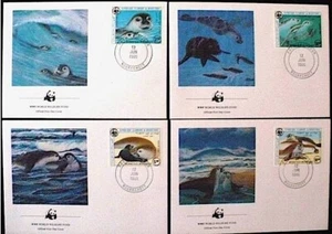 MAURITANIE WWF, mammifères marins. Yvert N°575/78 FDC, enveloppes 1 er jour - Imagen 1 de 1