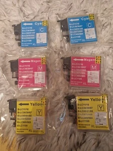6 Brother Compatible Ink Cartridges B-LC11/16 Cyan, Magenta & Yellow LC60/61/65E - Picture 1 of 3