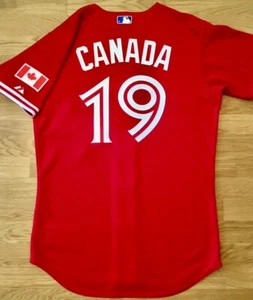 NEW Size 44 Majestic Authentic 2012 Jose Bautista Canada Day Blue Jays Jersey - Picture 1 of 9
