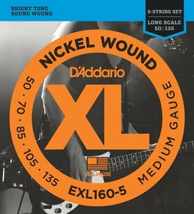 D'Addario EXL160-5 Medium Gauge 5-String Nickel Wound Bass Guitar Strings - Picture 1 of 14