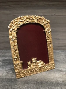Vintage goldfarben Zinn Katze Katzen im Fenster Fotorahmen für 3,5 x 5 Taiwan - Bild 1 von 10