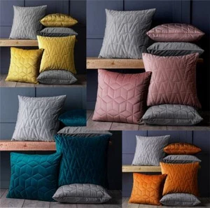 Set of 6 Quilted Luxury Velvet Geometric & Scandinavian 18" Cushion Covers  - Picture 1 of 21