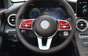 Fit For Benz GLB W247 2020-2022 Aluminum Red Steering Wheel Button Cover Trim 2x - Picture 1 of 5