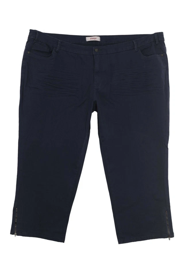 Sheego Caprijeans Jeans Hose Pants Damen Stretch Denim Zip Dunkelblau Größe 58 - Bild 1 von 1