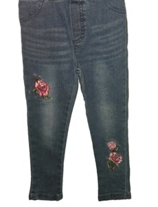 Nicole Miller NEW YORK girls skinny leg size 5 jeans with embroidered flowers - Picture 1 of 6