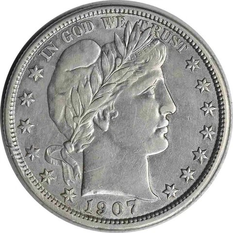 1907-D Barber Silver Half Dollar AU Uncertified #321 Cover