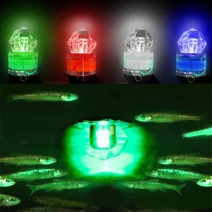 LED Deep Underwater Diamond Fishing Flashing Light Bait Lure Squid Strobe Green - Picture 1 of 17