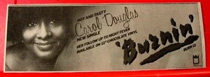 Carol Douglas Burnin' Vintage ORIGINAL 1978 Press/Magazine ADVERT 12"x 4" - Picture 1 of 3