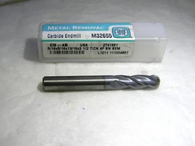 Metal Removal 5/16" x 5/16" x 13/16" x 2-1/2" 4-Fl Ball Nose End Mill M32655 - Image 1 of 3