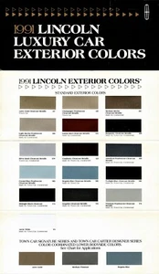 1991 Lincoln Continental Mark VII Town Car Factory Paint Chip Brochure - Picture 1 of 1