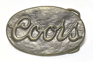 VINTAGE RETRO COORS BEER ADVERTISING LOGO BRASS FINISH BELT BUCKLE - Foto 1 di 3