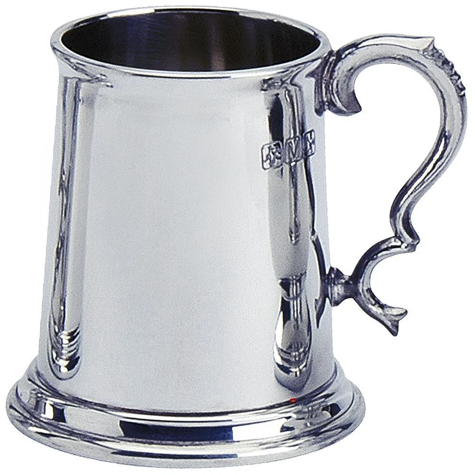 Half Pint Tankard Pewter Scottish Shape Plain Wide Base Engravable Polished - Image 1 of 1