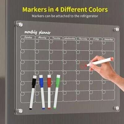 Juego de 2 tablas de borrado en seco magnéticas acrílicas para nevera transparentes Foto 1 de 4