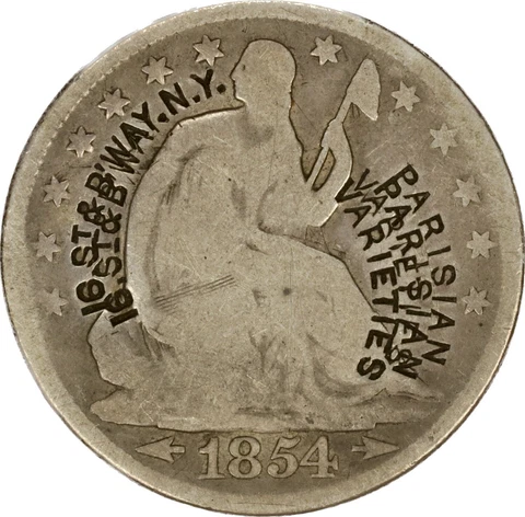 1854 50c Liberty Seated  Half Dollar - Parisian Varieties Doubled Counterstamp Cover