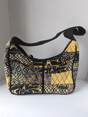 Bella Taylor Paris Amore Quilted Shoulder Hand Bag Purse Travel Key Black Yellow - Imagem 1 de 4