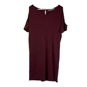 Oliver Bonas Dress Cold Shoulder Knee Length Size 10 Burgundy - Picture 1 of 11