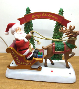 Animated Lighted Christmas Carol Musical Santa's Reindeer Sleigh