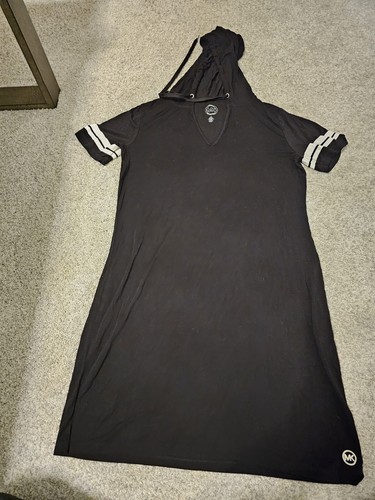 ABITO MICHAEL KORS MANICHE CORTE CAPPUCCIO TUBINO NERO+BIANCO TAGLIA M #B