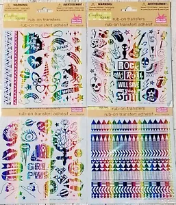 Rainbow Foil Rub-On Transfers 4 Designs  6"x6" Crafters Square Pride Girl Power - Picture 1 of 17