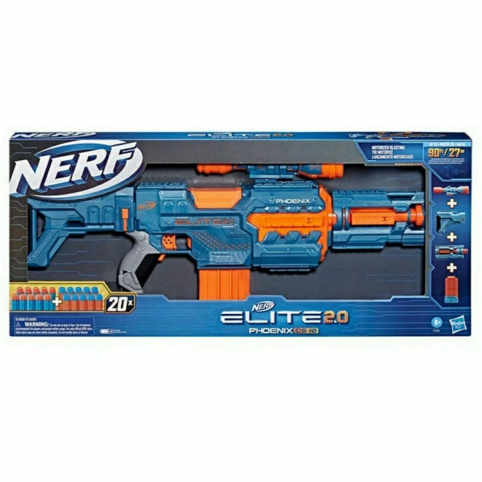 Hasbro F2541 Nerf Elite 2.0 Phoenix CS-10 w/ 20 & Bonus Bag 70 Clip & Barrel
