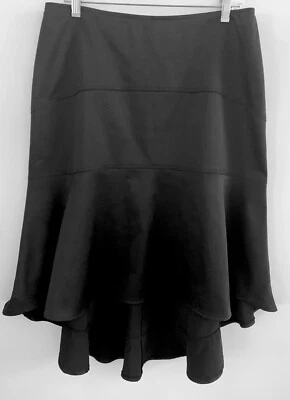 JS Collection 女式黑色裙 12 码后拉链无衬里缎面加拿大 R3O4 — 第 1/4 张图片