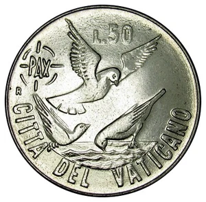 Vatican 50 Lire coin 1984 KM#63 John Paul II Doves AU-UNC - Picture 1 of 2