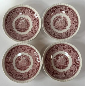 Vintage Masons England Vista Ironstone rosa/rot 4 übergroße Untertassen 6 1/2" - Bild 1 von 11