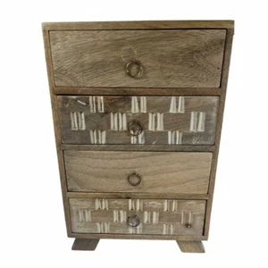 4 Drawer Keepsake Jewelry Organizer Box in Natural Finish 13 in x 10 in - Picture 1 of 8