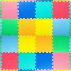 Foam Puzzle Play Mat for Kids - Interlocking Tiles, Assorted Colors - Picture 1 of 7