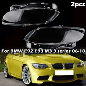 2pcs Front Headlight Lens Cover Lampshade Cap For BMW E92 E93 Coupe M3 2006-2010 - Picture 1 of 17