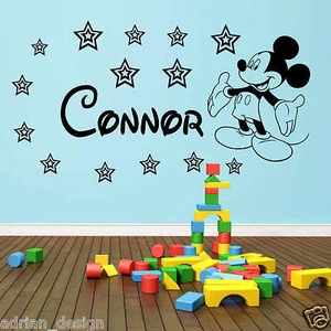 MICKEY MOUSE personalised Wall Sticker Any Name Decal Disney Style - Picture 1 of 5