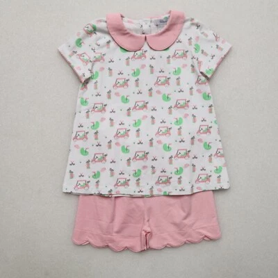 ISHTEX GIRL'S SHORTS SET GOLF CART PATTERN PINK CHOICE 4-6 NEW - Image 1 of 4