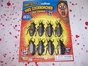 8 Piece Faux Cockroach Bug Crafts Halloween Prop Decoration Joke Gag NIP - Picture 1 of 3