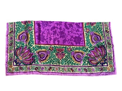 "Bufanda de seda Oscar De La Renta púrpura floral 33"" cuadrada vintage" Foto 1 de 4