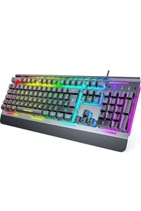TECKNET TK-KB002 Gaming Keyboard USB Wired 15 Zone RBG All Metal Panel Open Box - Picture 1 of 16