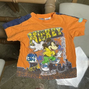 Vintage Disney Mickey Mouse Boys' Orange Graffiti T-Shirt Size 24M Boys - Picture 1 of 6