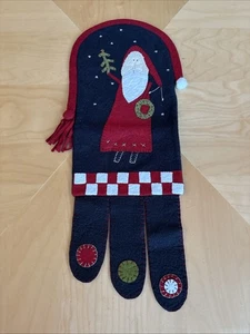 Christmas Santa Felted Wall Hanging Hand Quilted 22” X 9” Handmade - Picture 1 of 4